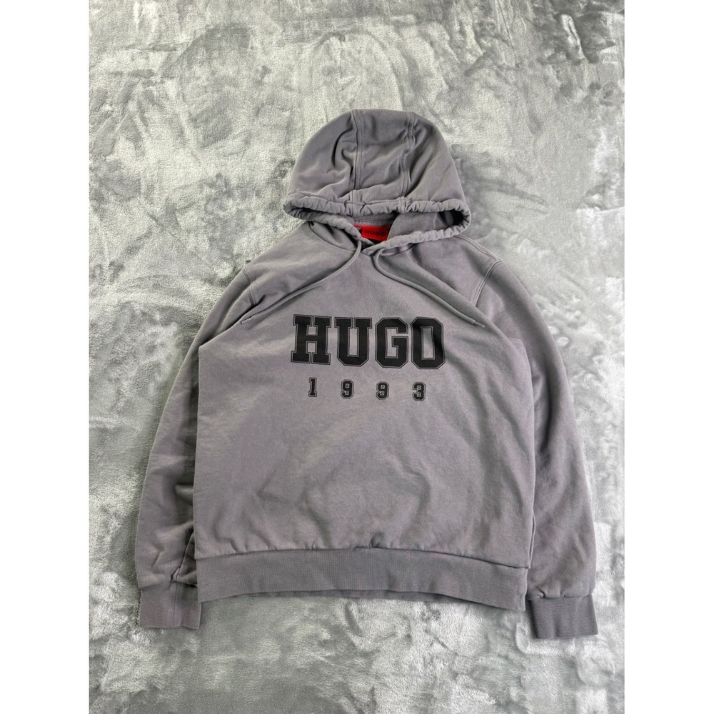 Vintage Hugo Boss 1993 Graphic Pullover Hoodie Gray Men's Size Small S